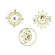 9 Inch Metal Golden Wall Decor Abstract Sun Moon Star Wall Art Golden Wall Art