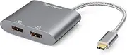 USB C to Dual HDMI 4K,USB Type C to 2 HDMI Adapter Compatible with Thunderbolt 3/4, USB 4 for MacBook Pro 2019/2018/2017,XPS 13/Surface Book 2,Chromebook Pixel, Yoga 710, Galaxy S22/S20,Aluminum Gray