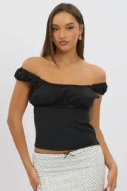 Black Tie Front Top Short Sleeve - Size 16XL, Women's Top