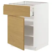 METOD / MAXIMERA base cabinet with drawer/door, white/Voxtorp oak effect, 60x60x80 cm