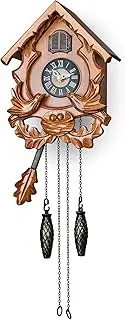 Cuckoo Clock with Night Mode, Singing Bird and Carved Wood Decorations (Cherry)