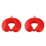 2x Laser Memory Foam Neck Travel Pillow Sleeping Support w/ Washable Cover Red