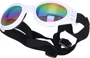 Dog Sunglasses, Summer Foldable Dog UV Protection Glasses for Medium and Large Dogs Fit for Dogs Over 6kg(White)