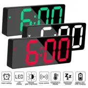 Bedside Digital Clock Mirror LED Display Desk Table Time Temperature AlarmMorden