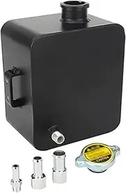 Radiator Reservoir Tank 2.5L Aluminum Overflow Recovery Tank Bottle Universal Car Water Coolant Radiator Radiator Fin Comb Kit(Black)