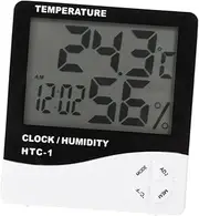 iplusmile 1Pc Thermometer Clock with LCD Display Multi Functional Hygrometer and Alarm for Home Decoration Battery Not Included High Precision Temperature Humidity Monitor