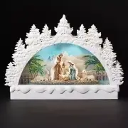 12 inch Holy Family Nativity Arch lighted water lantern glitter snow globe- batt