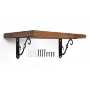 2 Pcs Decorative Shelf Brackets, 8" x 5" Floating Shelf Brackets, Black