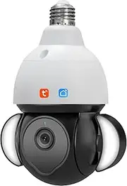 TUYA Light Bulb Security Camera, Pan/Tilt Panoramic E27 IP Camera, 2.4Ghz WiFi 5MP Smart Home Surveillance Cam with Motion Detection Alarm Night Vision Two Way Talk Indoor Outdoor
