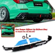 Rear Bumper Diffuser Lip Blue Side Corner Trim For Honda Civic 11th 2022-2025 3x (for: Honda Civic)