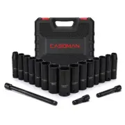 18PCS 1/2" Drive Impact Socket Set, Deep, Cr-V Steel, Metric, 10mm-24mm, Incl...