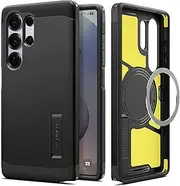 SPIGEN Tough Armor AI MagFit for Samsung Galaxy S25 Ultra Case, Compatible with MagSafe Magnetic Ring, Extreme Impact Foam Technology Heavy Duty Shock Absorption Raised Edge Kickstand Cover - Black