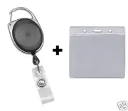 LOT OF 25 COMBO RETRACTABLE ID BADGE REEL AND ID BADGE HOLDER NAME BADGE HOLDER