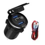 3 Ports Dual QC3.0 PD3.0 USB Car Fast Charger Adapter LED Socket Power Outlet