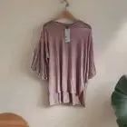 Yana K Bella Top Mauve Rayon Short Flared Sleeve SZ OS Nwt Made Usa Super Soft