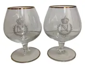 Lot of Two Napoleon Brandy Snifters, 4 3/4" High, Bohemian Glass, Made in Czech