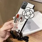Make-up Flower Mirror Bracelet Chain Leather Case For Samsung Z Fold 6/5/4/3/2