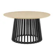 Vanessa Coffee Table Round Slat Base 90cm Black and Oak