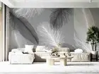 3D White Black Feather Wallpaper Wall Murals Removable Wallpaper 53