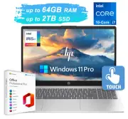 2024 HP Laptop Computer 15.6" Touch, 10-Core Intel i7, Upto 64GB RAM 2TB SSD Pro