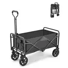 5 Inch Wheel Black Folding Beach Wagon Cart Trolley Garden Outdoor Picnic Campin