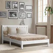 Artiss Wooden Queen Bed Frame, White Queen Bed Base Platform with 26cm Storage Space, Sturdy Timber Bed Frame Queen, Noise Free Sleep, No Box Spring Needed for Guest Room Home Bedroom