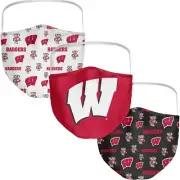 WISCONSIN BADGERS ADULT FACE COVERING MASK MASKS FANATICS BRAND OSFM-3 Pack