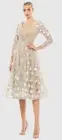 Mac Duggal 67387 Beige Floral Embellished Lace A-Line Cocktail Dress Size 2 Nwt