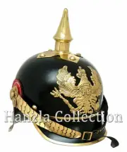 Brass Leather Armor Spike Officer Helmet German Pickelhaube Prussian WWI Costume