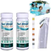 PH Test Strips 6-in-1 Swimming Pool and Spa Water for Detect PH, Total Chlorine, Free Chlorine/Bromine, Total Alkalinity, Cyanuric Acid, Total Hardness 100 Pcs