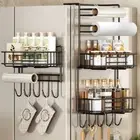 No-Hole Spice Storage Rack Wall Hanging Fridge Shelf Rack Kitchen