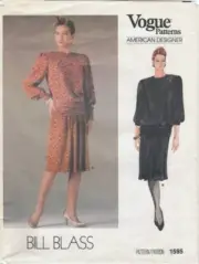 Vogue Designer Pattern 1595 Bill Blass 1985 Top Skirt Size 14 UNCUT