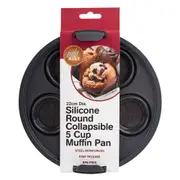 [Daily Bake] Silicone Round Air Fryer 5-Cup Muffin Pan 22cm (Charcoal)