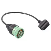 MasTrack | Green J1939 9 Pin to OBD 2 Adapter Cable | 1 Foot | Connector Cable