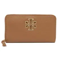 在飛比找博客來優惠-TORY BURCH 雙T-LOGO皮革拉鍊長夾 焦糖