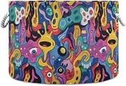 Cartoon Doodle Colorful Eyes storage basket foldable and waterproof baskets for storage containers with sturdy handle stuff Decorativas Decoration for office kitchen cloth