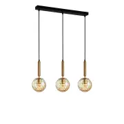 Trattino 3 Glass Linear Base Pendant Lights - Bronze/Amber