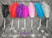 OSTRICH FEATHER PLUME PEN SET WEDDING RECEPTION PEN SET WITH METAL BASE