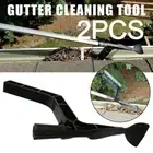 2Pcs Gutter Roof Cleaning Tool Hook Shovel Scoop Leaves Dirt Remove Home Cleaner
