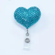 Blinged Teal Heart Retractable ID / Badge Reel / ID Badge Holder / AZblinger