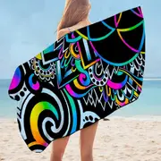 Retro Colors Abstract Shapes Microfiber Beach Towel