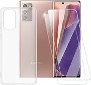 Printed TPU Case + 2-Pack Tempered Glass Screen Protector Compatible with Samsung Galaxy Note 20, Artistic Slim Shockproof Cover, Anti-Scratch, Full Protection