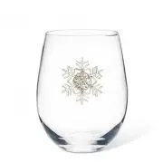 Jewelled Snowflake On Stemless Wine Glass