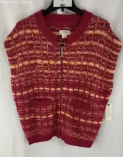 ANTHROPOLOGIE MAEVE Zip Up Sweater Vest Sleeveless Multicolored NWT MSRP $118