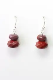 Mookaite 8mm and 10mm Roundel .925 Sterling Silver Natural Gemstone Earrings 1"