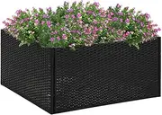 Raised Garden Bed, Elevated Planter Box Plant Container Black 80x80x40 cm Poly Rattan