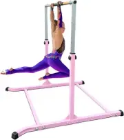 Expandable Pink Kip Bar with Free Foam Bar Pad for Gymnastics Training