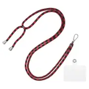 Phone Lanyard Adjustable Neck Lanyard with Transparent Patch Red Black