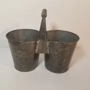 Ashland, Galvanized Steel, Double Floral Container Bucket, Planter, Wood Handle