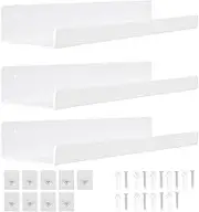 Wall Shelf Floating no Drill, Set of 3 Wall Shelves Set of, 30 cm Acrylic Bathroom Shelves Corner Wall Shelf Bedroom Living Room Kitchen Room Decoration